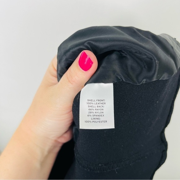 Halogen Black Leather Front Knit Back Peplum Blouse - Picture 4 of 7